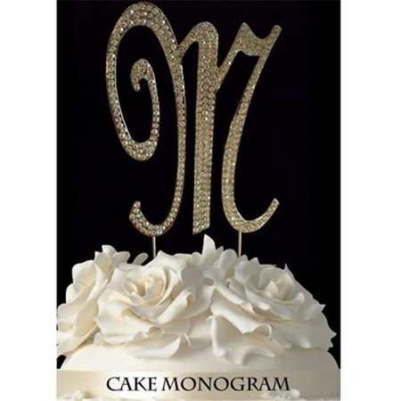 DE YI ENTERPRISE De Yi Enterprise 33015-Mg Monogram Cake Toppers - Gold Rhinestone - M 33015-Mg